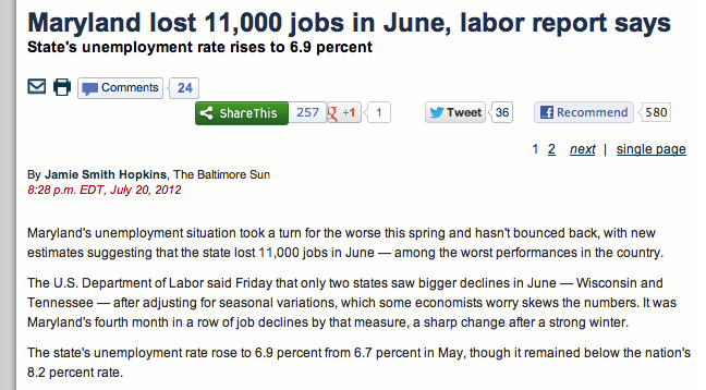 Maryland Lost Jobs