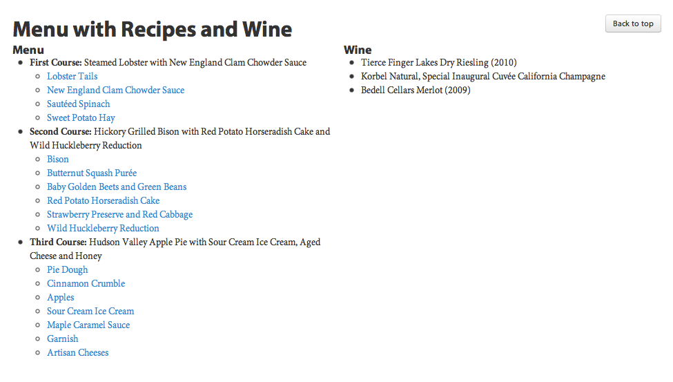 Menu for Inaugural Luncheon