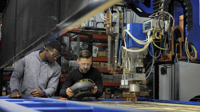 Two Men With Safety Glasses in Plant